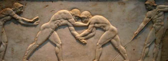 bas relief de deux guerriers grec