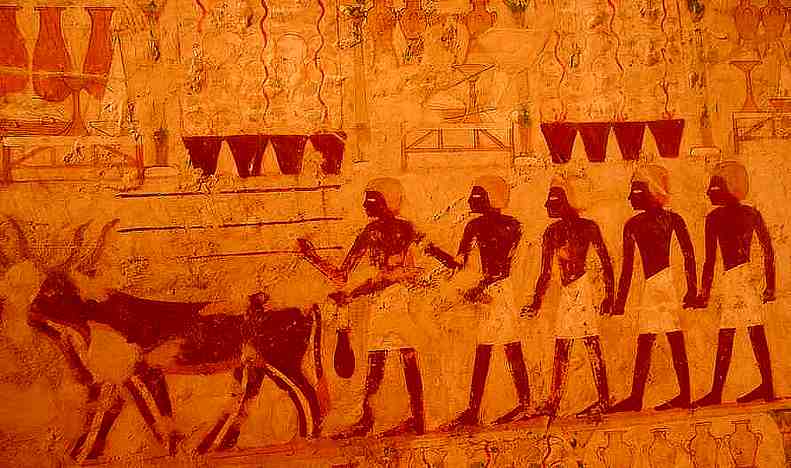 Fresque antique du travail aux champs